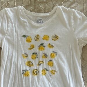 J. Crew Factory White Tee with Lemon Graphics